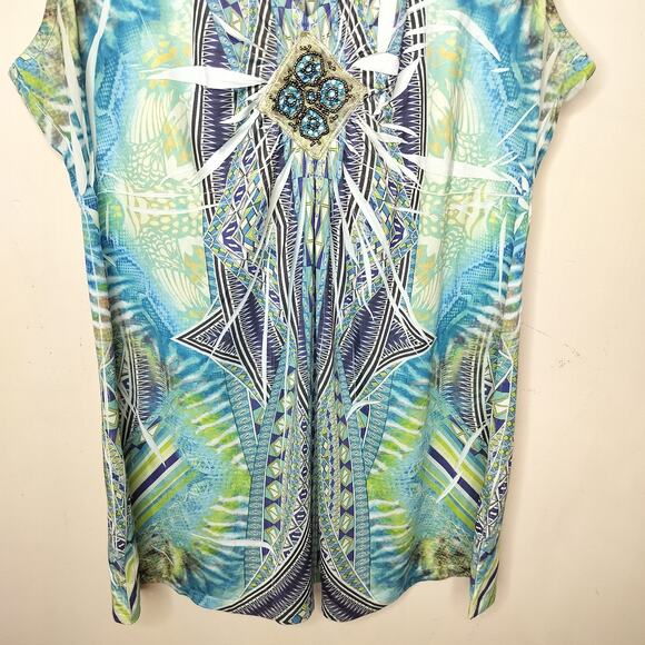 Apt 9 Sublimation Top Beaded Jewel Sleeveless Geometric - Picture 3 of 9